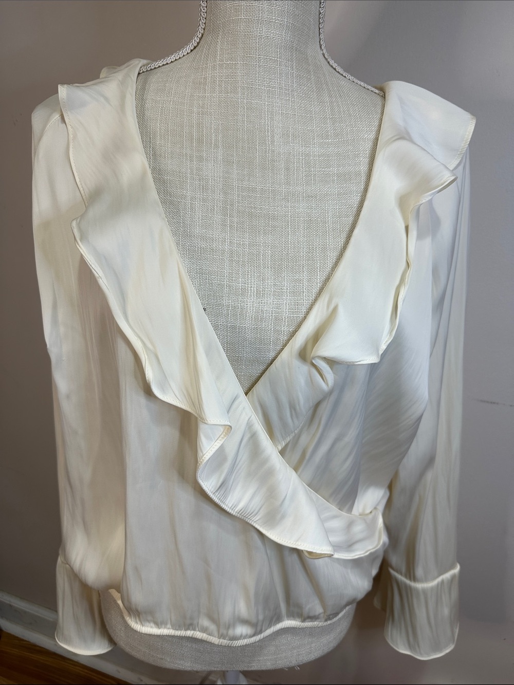 a new day Cream Ruffle Wrap Blouse - Women Tops